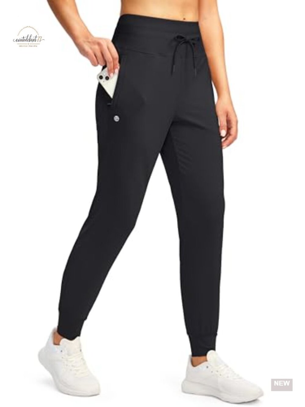 Women's High Waist Joggers with Zip Pockets Athletic Sweatpants Tapered Leg